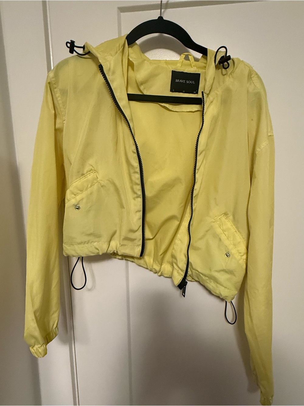 Brave Soul Yellow Cropped Hooded Bomber Jacket